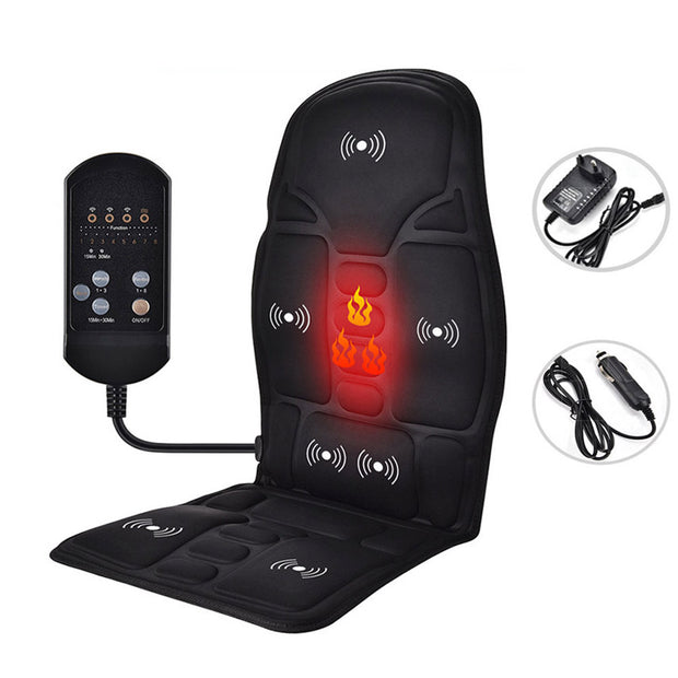 Car Electric Heated Massage Seat Cushion Pain Neck Waist Relaxation Vibration Massager Pad Car Office Full Body Massage Seat