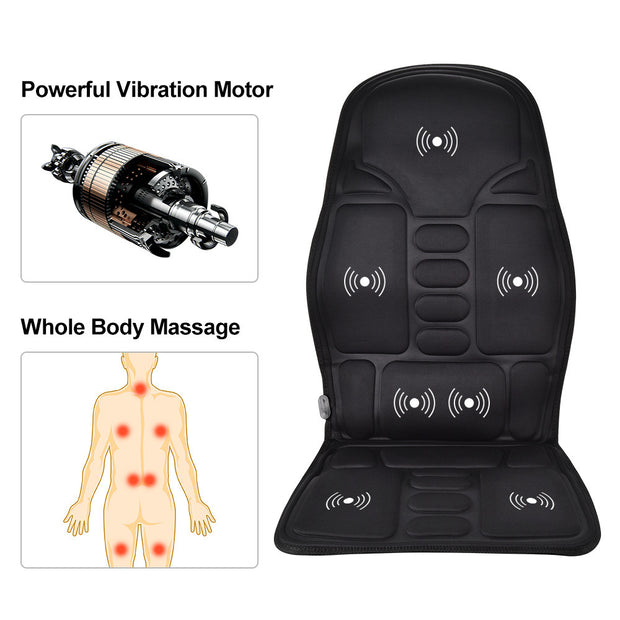 Car Electric Heated Massage Seat Cushion Pain Neck Waist Relaxation Vibration Massager Pad Car Office Full Body Massage Seat