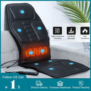 Car Electric Heated Massage Seat Cushion Pain Neck Waist Relaxation Vibration Massager Pad Car Office Full Body Massage Seat